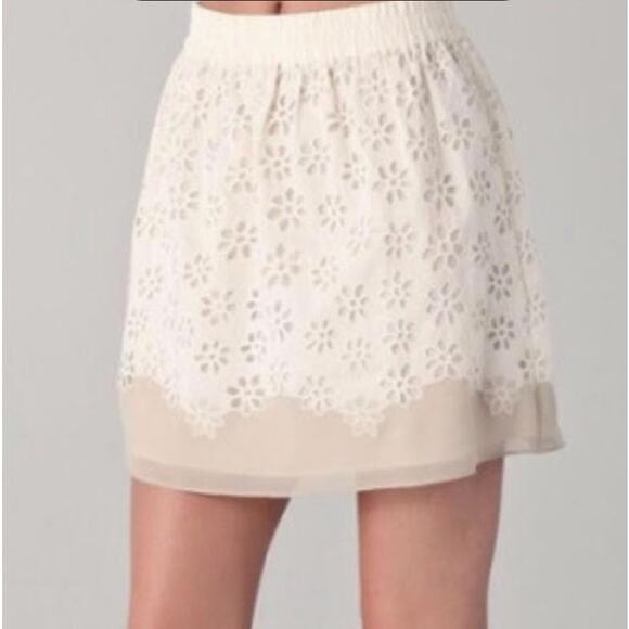 nwt Club Monaco Lorie Antique Eyelet Skirt Ivory size US 6 Short Round - Picture 5 of 7